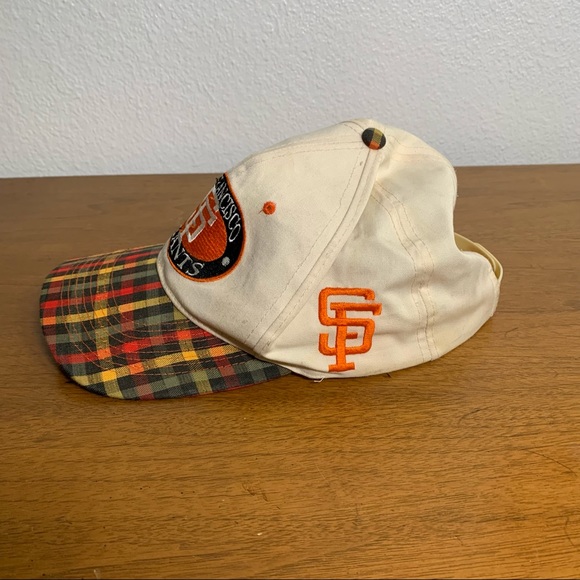 Vintage MLB Baseball San Francisco Giants Two Tone Plaid Brim Baseball Cap - Picture 2 of 8